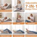 BIEEZZK Wedge Pillow, Adjustable Back Pillow for Sleeping, 9&12“ Bed Wedge Pillow Set for After Surgery, Triangle Memory Foam Pillow Wedges for Headboard, Acid Reflux, Snoring, GERD, White/Grey