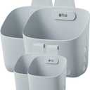 Space-saving plastic hanging basket for kitchen, bathroom, multipurpose room, closet (Grey, Large 2p + Small 2p)