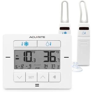 AcuRite Matte White Digital Wireless Fridge and Freezer Thermometer for Home and Restaurants with Alarm and High/Low Temperature Records (00523M)