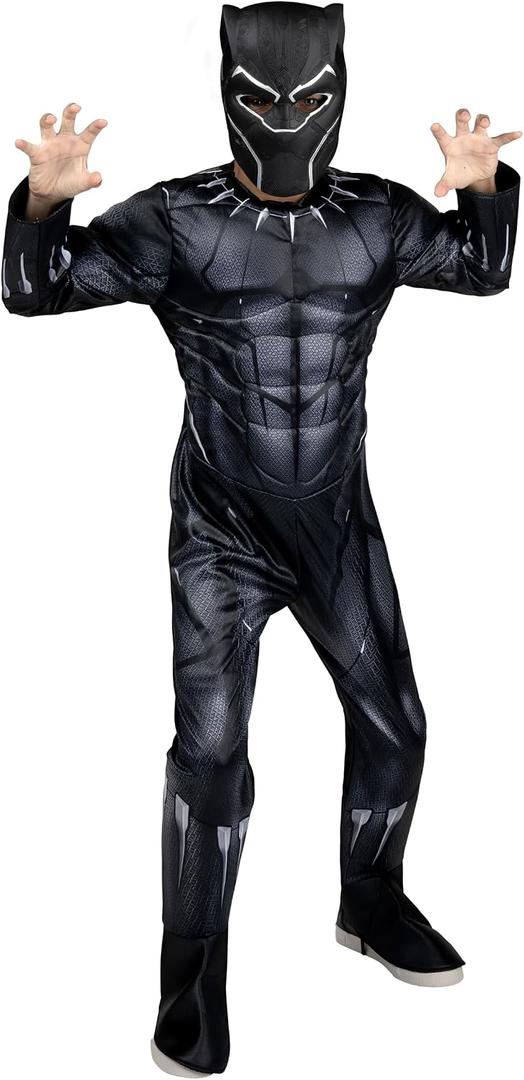 MARVEL Boys Deluxe Black Panther Costume, Kids Superhero Halloween Costume, Child - Officially Licensed (Black), L (12-14)