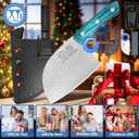 XYJ Authentic Since 1986,Heavy Duty Large Meat Cleaver,Serbian Chef Butcher Knife with Case,Chefs Vegetable Kitchen Knife,Full Tang for Outdoor Camping,Wood Handle with Sheath (Blueish Green Wood)