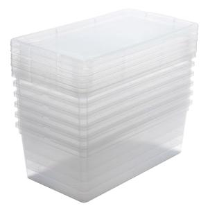 Simplify Storage Bins with Lids | Dimensions: 13.23"x 7.5"x 4.5" |6 Pack| Stackable | Nestable Bins | Great for Clothing | Books | Household Items | Shoes | Home Organization | Clear.