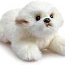 HollyHOME Maltese Stuffed Animal Realistic Maltese Dog Plush Toy Pet Fluffy Little Stuffed Puppy Dog Toys Gift for Kids 15 inches White