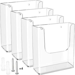 MaxGear Brochure Holder 8.5x11 inch Acrylic Pamphlet Holder Clear Plastic Flyer Holder Wall Mount for Ofiice, School, Exhibition, 4 Pack