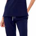 Women's Ultra-Light Medical Scrub Set-130GSM Summer Cooling Fabric-4-Way Stretch, Cargo Pants & V-Neck Top-6-Pocket, Size: XX-Large