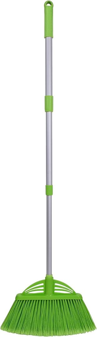 Three-Section Telescopic Aluminum Alloy Rod Long-Handled Broom (Green)