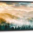 Quorin Mountain Large Wall Art Foggy Forest Landscape Pictures Sunrise Wall Decor Nature Scenery Canvas Print Painting Artwork for Bathroom Living Room Bedroom 60L x 30W