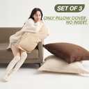 Throw Pillow Covers Set of 3 for Bedroom Living Room Sofa Couch Soft Corduroy Big Decorative Large Square Pillow Cushion Covers Home Dorm Farmhouse dcor Brown, Beige & Camel30x30