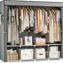 Neatrays Portable Closet, 66 Inch Large Capacity Wardrobe for Closet Organizers and Storage with Non-Woven Fabric Cover, 4 Hanging Rods, 8 Shelves(Grey)