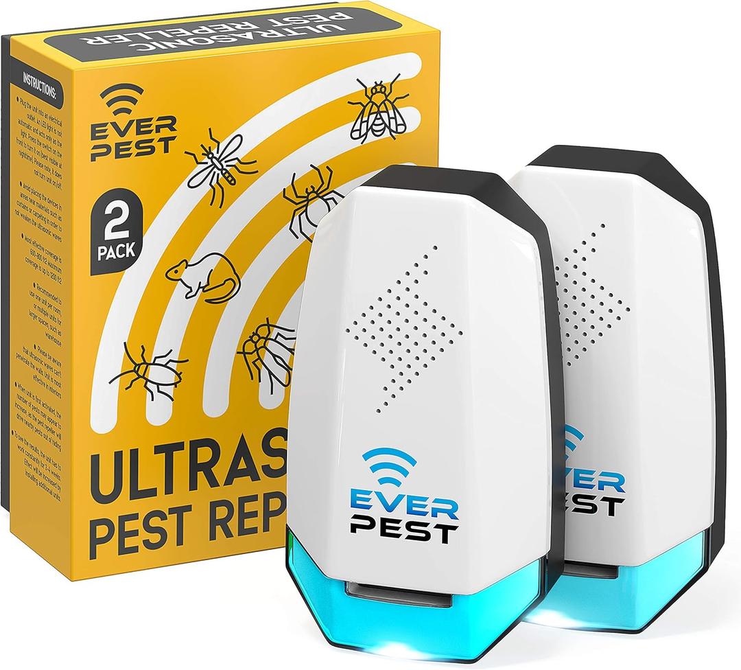 Ultrasonic Pest Repeller Plug-in, 2 Pack Indoor Electronic Pest Deterrent for Roaches, Ants, Mice, Rats, Mosquitoes, Flies, and Bed Bugs