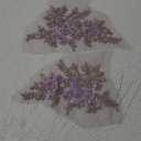 PEPPERLONELY 1 Pair Bridal Lace Flower Sew on Embroidered Lace Applique Wedding Dress Bride's Headdress Adornment DIY Patch Clothing Accessories, 22 x 10cm, Violet