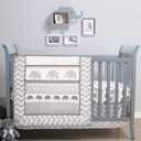 The Peanutshell 3 Piece Baby Crib Bedding Set for Boys & Girls - Newborn, Infant & Toddler Nursery Bed Set Decor with Fitted Crib Sheet, Dust Ruffle Comforter - Elephant Walk