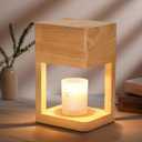 Candle Warmer Lamp Wood with Timer, Dimmable Electric Candle Lamp Warmer for Jar Candles, 2 * 35 Watt Bulb, Birthday Gifts for Women Mom, Decorative Wooden Candle Lamp for Bedroom Home Decor (Light Yellow)