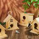 Liliful 4 Pack Birdhouse Kit DIY Wooden Bird House with Paint and Paintbrushes Arts and Crafts Painting Kits for Boys Girls Adults Build Paint Christmas Birthday Indoor Outdoor Craft (Classic Style)