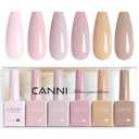 CANNI 6 Colors 9 ML Hema-Free Nude Pink Gel Nail Polish Set, Light Pink Nude Soft Pale Baby Pink Gel Polish Set, Soak Off LED Nail Manicure Kit DIY at Home Salon Gifts