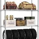 IZEUK 4-Tier Adjustable Heavy Duty Metal Wire Shelving Unit, Wide Storage Rack Organizer for Garage, Kitchen, Office, Dorm, Warehouse (Silver, 15.8" D x 45.8" W x 59.4" H, 1400 lbs Capacity)