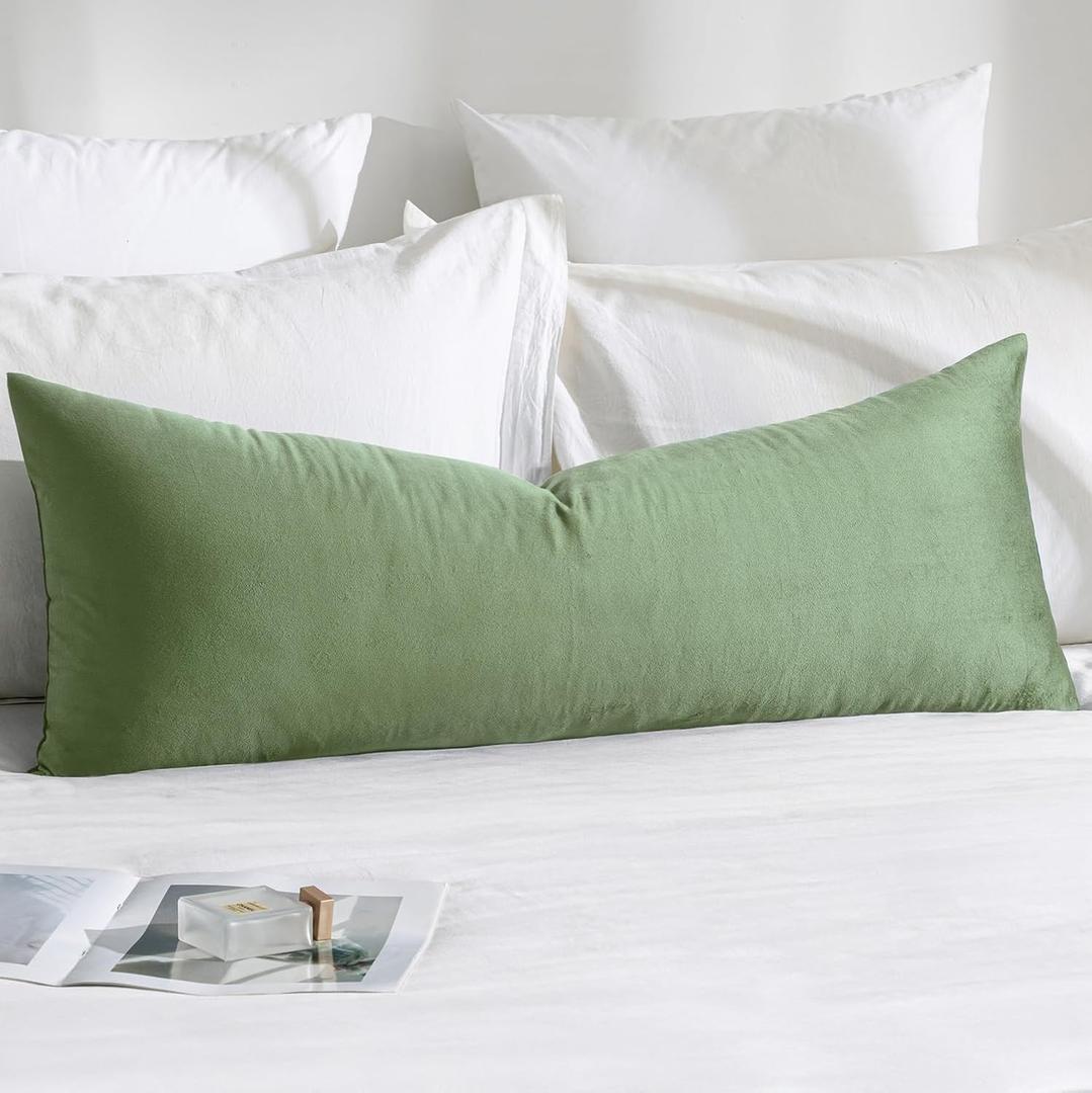 MIULEE Velvet Pillow Cover Soft Luxury Decorative Throw Pillow Cover Single Rectangle Cushion Case Spring Home Decor for Couch Sofa Bedroom Car Decor,14x36 Inch Sage Green