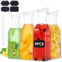 50 oz Plastic Carafe with Lid,4pcs Clear Beverage Milk Drink Container Square Base Clear Water Juice Holder for Mimosa Bar