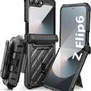 SUPCASE for Samsung Galaxy Z Flip 6 Case with Stand & Belt-Clip (Unicorn Beetle Pro), [Hinge Protection] [Front Screen Protector] Full Body Rugged Protective Phone Case for Galaxy Z Flip 6/5, Black