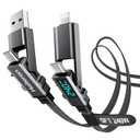 4 in 1 Charging Cable 5FT,240W USB C to USB C Cable Fast Charging Flat Braided iPhone Charger Cord Combo USB A/C to C/L with LED Display, Type C Charging Cord for iPhone 16/15,MacBook,iPad