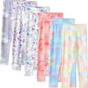 6 Pack Girls Printed Leggings High Waisted Yoga Pants for Girls Full Length Leggings Kids Stretchy Pants (4-5T, Multi 1)