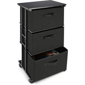 MAX Houser Dresser Storage with 3 Drawers, Fabric Dresser Tower, Vertical Storage Unit for Bedroom, Closet, Office, Black