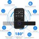 Smart Door Lock with Handle - Keyless Entry Door Lock for Front Door, Touchscreen Keypad Door Knob Lever Lock, Fingerprint Door Handle Lock, Auto Lock, App Control, Easy Installation
