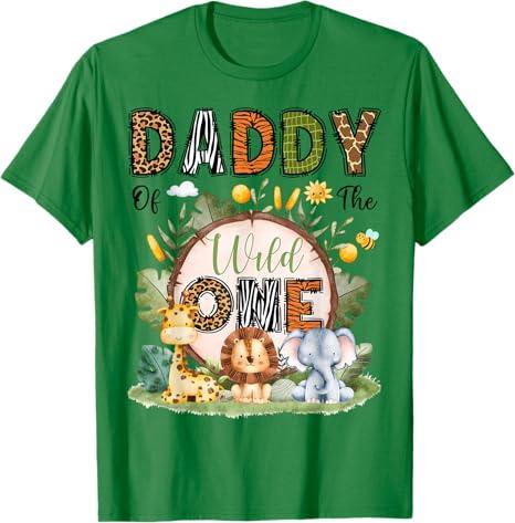 Daddy Of The Wild One 1St Birthday Boy Safari Jungle T-Shirt (Green, 2XL)