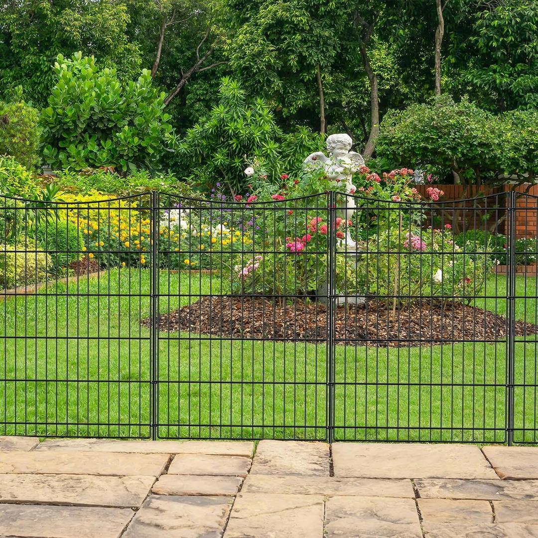 INJOPEXI Decorative Garden Fence 6 Panels 13ft(L)36in(H) Garden Fences with 6 Panels Rustproof Metal Wire No Dig Temporary Animal Barrier Fencing Outdoor Dog Fence for Yard Patio - Without Gate