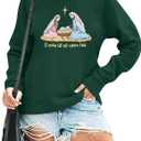 ALLTB Christian Christmas Sweatshirts for Women Religious Faith Sweatshirt Vintage Holiday Long Sleeve Pullover Tops (Small, Green)