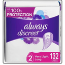Always Discreet Women's Incontinence Liners Very Light, Long 44 x 3 = 132 ct, Box of 3