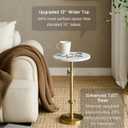 Adjustable-Height Marble Drink Table - 12x12x22-30, White Marble & Antique Brass, Modern Round End Table, Side Table with Pedestal Stand for Small Spaces, Vintage Metal Martini Cocktail Accent