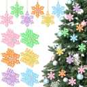 24 Pcs Pastel Christmas Candy Snowflake Gingerbread Ornaments Xmas Tree Hanging Decorations Winter Candy Snowflake Ornaments with Ropes for Christmas Tree Winter Crafts Xmas Decor