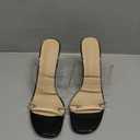 Husmeu Women's Clear Heeled Sandals Square Toe Two Strap Stiletto High Heeled Sandal Transparent Strap Backless Slip on Mules Heeled Sandals (9.5-10, Black)