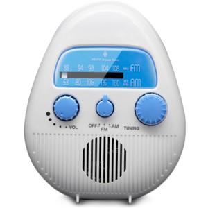 Shower Radio, AM FM Radio, Portable ABS Bathroom Radio Built in Speaker Battery Operated Shower Radio