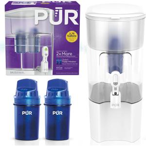 PUR XL 44-Cup Water Filter Dispenser with 2 Genuine PUR Filters, 44-Cup Capacity, 2-in-1 Powerful, Faster Filtration, Dishwasher Safe, (PDI4000Z)