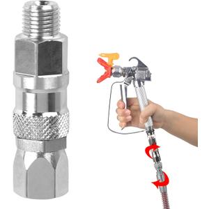 2 x DUSICHIN Airless Spray Gun Swivel Joint 1/4-Inch 360 Degrees Rotate High Pressure Spray Gun Hose Stainless Steel Swivel Joint Connector Accessories for Graco Paint Sprayers Hose DUS0181