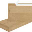 50Pcs #10 Kraft Envelopes Letter Size Windowless Self Seal Security