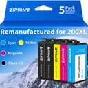 ZIPRINT Remanufactured for 200 Ink Cartridge Replacement for Epson 200XL T200XL Ink Combo Pack for XP-410 WF-2540 WF-2530 XP-310 XP-400 Printer (2 Black, 1 Cyan, 1Magenta, 1 Yellow)
