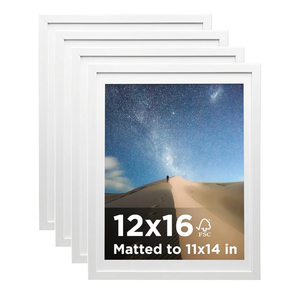 KINLINK Picture Frame White Set of 3, Wooden Photo Frames 32cmx47cm Mat for Wall Display