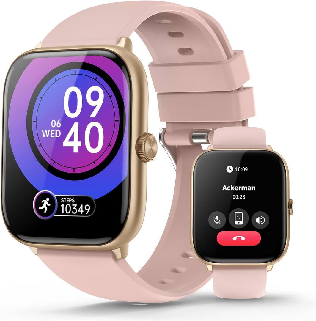 Smart Watches for Women with Blood Pressure, 2.06" AMOLED Touchscreen, 118 Sports Modes, Fitness Tracker with Heart Rate Sleep Blood Oxygen Monitor, IP68 Waterproof, Compatible with iPhone and Android (Pink)