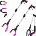 2 Pack 32 inch GrabRunner Reacher Grabber Tool with Strong Magnetic and Swivel Head (New Pink)