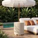 Patio Table with Hole for Umbrella, Pool Side Table, Beige