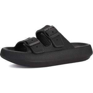 BRONAX Pillow Slippers for Women and Men | Adjustable Double Buckle Shower Slides | Cushioned Thick Sole Sandals