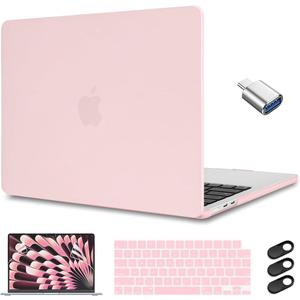 CISSOOK Baby Pink Case for MacBook Air 15 Inch 2023 2024 2025 Release, Plastic Chalk Pink Hard Shell Cover with Keyboard Cover Screen Protector for MacBook Air 15 M2 M3 M4 Model A2941 A3114 A3241