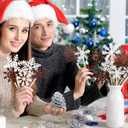 36 Pcs Snowflakes Decorations Winter Snowflake Picks Wooden Snowflake Decorative Pick Vase Snowflakes Decor Floral Rustic Decorative Stick for Floral Arrangements Home Vase Decor