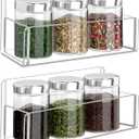 Acrylic Spice Rack Wall Mount-6 Inch, Clear Spice Shelf Storage Holder, 2 Pack Hanging Seasoning Rack Organizer for Cabinet Door, Cupboard or Wall Kitchen (Adhesive or Screw)