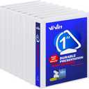 3 Ring Binder 1 Inch, ViVin Sturdy 1"-Slant D Ring Binder with 2 Interior Pockets, Clear View Cover, PVC-Free, Fits 225 Sheets of US Letter Size Paper (8 Pack, White)