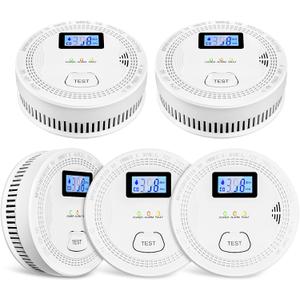 5 Packs, Smoke Combination CO Alarm,2-in-1 Detection, CO Detector,Smoke Detector,Battery Powered CO Alarm with LEDs,Digital Display,Test Button,Low Battery Warning,85db Alarm,Flexible Installation 5 Packs, Smoke Combination CO Alarm,2-in-1 Detection, CO Detector,Smoke Detector,Battery Powered CO Alarm with LEDs,Digital Display,Test Button,Low Battery Warning,85db Alarm,Flexible Installation