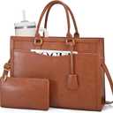 LOVEVOOK Laptop Tote Bag for Women, Office Work Bag Briefcase fit for 15.6 inch Laptop, Large Capacity Teacher Bag Handbag (17.3 inch, Retro Brown)